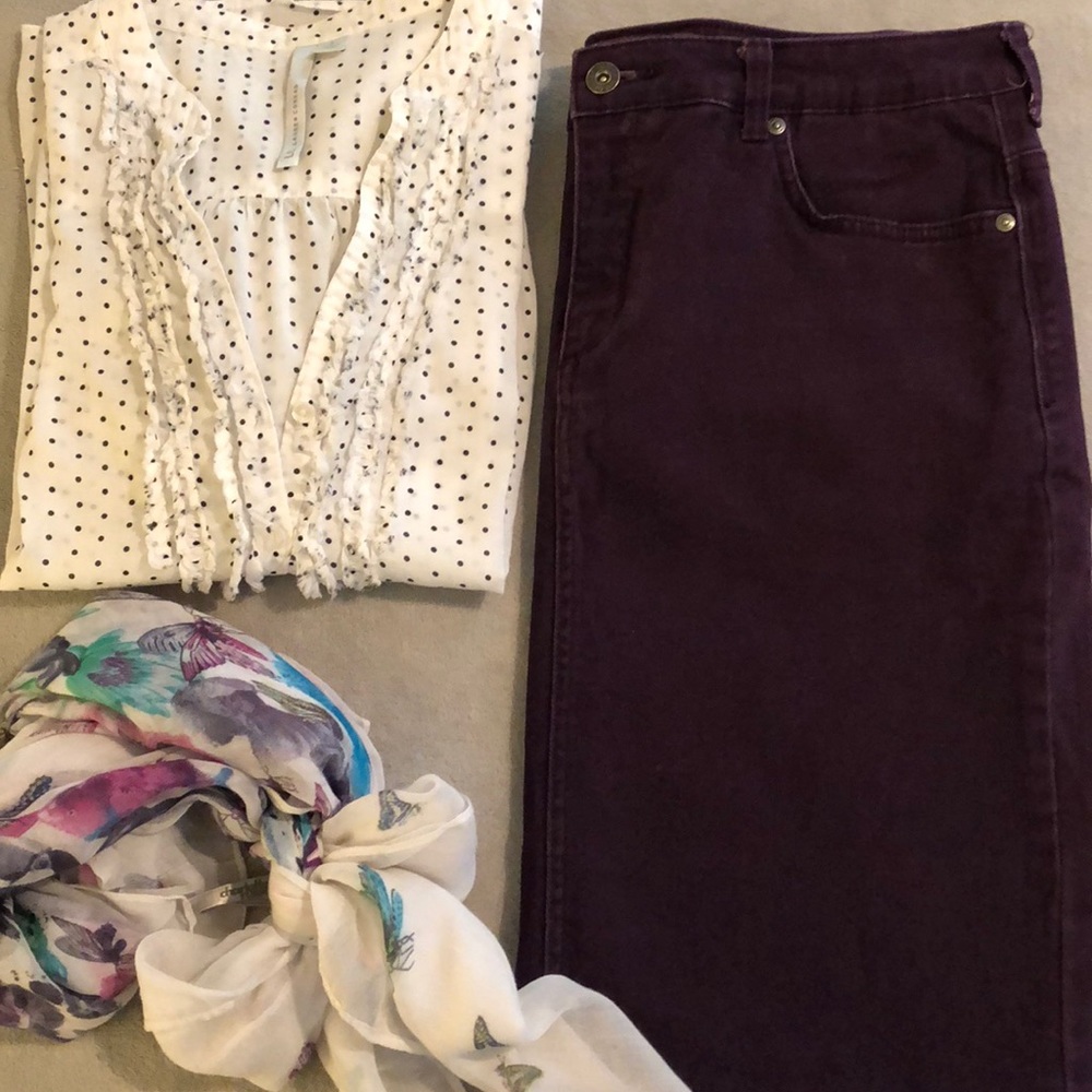 Purple denim skirt